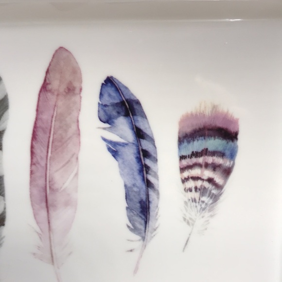 Feather print ceramic plate by Indigo - Picture 3 of 8